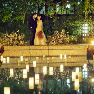 石舞台の夜は灯篭が幻想的な雰囲気|名古屋 河文の写真(7281960)