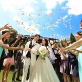 挙式後は開放感あるガーデンでアフターセレモニーを