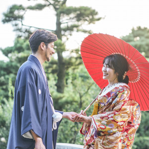 永遠に変わらない景色の日本庭園で一生の思い出に残るフォトを