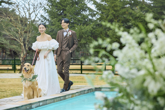 パーティールームには広々したガーデンもあるから、愛犬と一緒のウエディングパーティーにも。