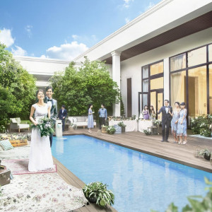 残1【貸切リゾートW体験】豪華特典付♪和牛試食×プール付ガーデン演出