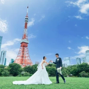 東京タワーをバックに思い出の1日を