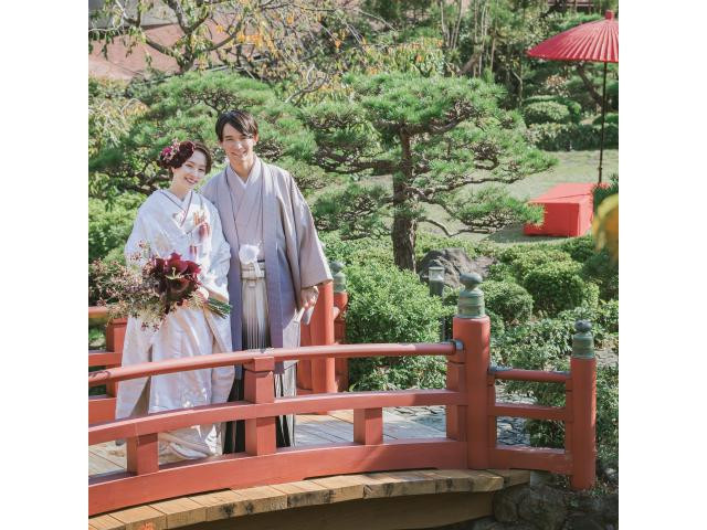 【前撮り和装50％特典】伊勢神宮を祀る神殿×日本庭園で和婚式