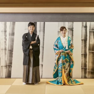 鮮やかな水色が印象的な色打掛|奄美の里サウスヴィラガーデンの写真(34077942)