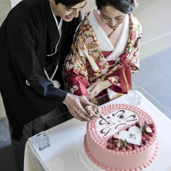 ケ－キカットも和にアレンジ