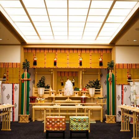 館内神殿での格式高い神前挙式も可能。厳かに、凛とした雰囲気の和婚が叶う。|グランドエクシブ浜名湖の写真(1116166)