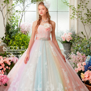 【NICOLE NC-09706】キュートなレインボーカラーのドレス。