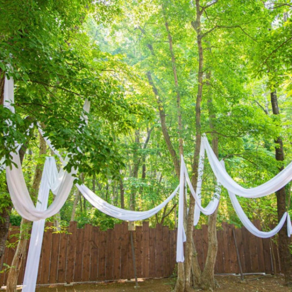 自然な緑豊かな空間の中で写真を残せるのは当館のみ