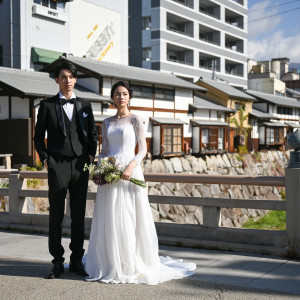 昔の面影を残す町並みをバックに|アルモニー ビアン （国登録有形文化財）の写真(8555474)