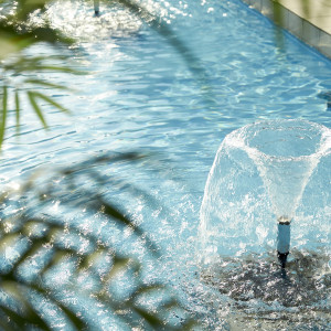 待合からはガラス越しにプールを眺めることができる|The Palm Garden（ザ・パームガーデン）   〈エルフラットグループ〉の写真(1257280)