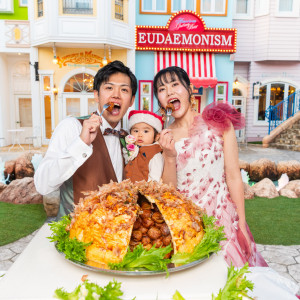 ケーキの代わりにBIGたこ焼きが登場！入刀するとミニたこ焼きが出てくる可愛い演出でした♪|ウエディング ファンタジアの写真(55382592)