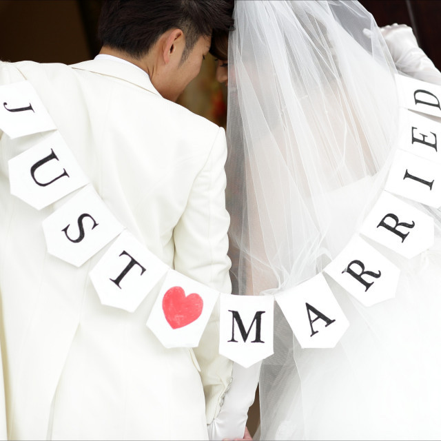 結婚式 前撮り ガーランド JUST♡MARRIED 丸けれ