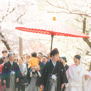 桜の時期の花嫁道中。祝福の笑顔も咲きそろう。|つば甚の写真(52079930)