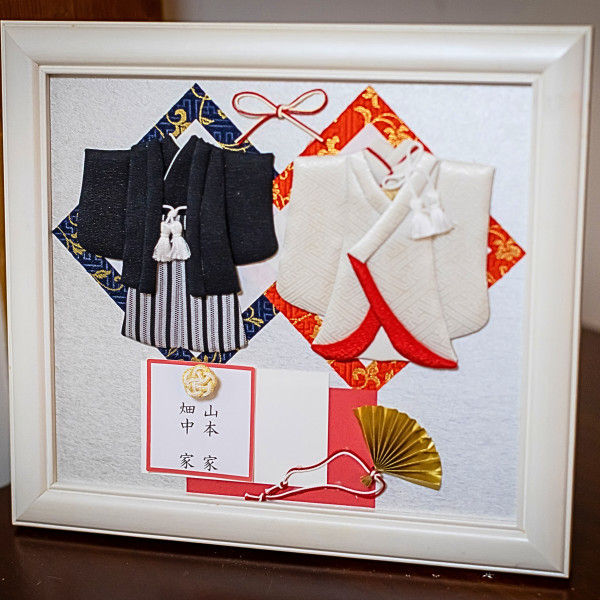 両家のお名前が記された神社でのウエルカムスペース