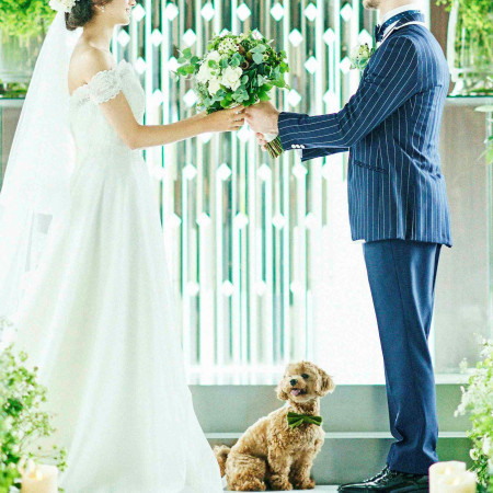愛犬との挙式も可能！フロア貸切の会場だからこそ、大切なペットとの思い出の一日が叶う*ペットと一緒にリングドッグ演出などお気軽にご相談ください