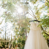 結婚式当日の朝。晴天にも恵まれた一日です!これからこのウエディングドレスを着て、バージンロードを歩きます♪