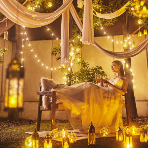 ライトアップしたガーデンは大人がゆったりと寛げる贅沢な空間に|HIMEJI MONOLITH 旧逓信省姫路別館 ~姫路モノリス~の写真(55459933)