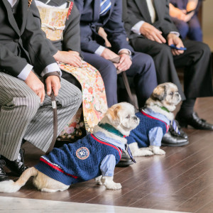 結婚式には大好きなワンちゃんと一緒に♪ペットも家族としてお二人の門出を共に祝います。リングドッグも人気！|太宰府迎賓館の写真(41472996)