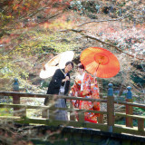 和服と和傘で雰囲気バッチリ!
