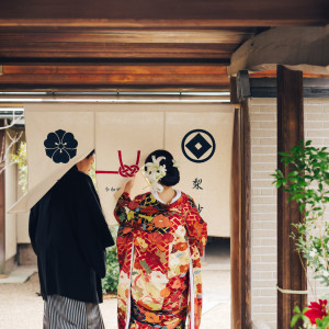 おふたりだけの1日。貸し切りだからこそできる暖簾装飾。|有栖川清水の写真(47966466)