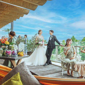 琵琶湖の見えるテラスを使ったデザートビュッフェ 優雅な時間を大切な方と味わって|NIHO -Dramatic scene wedding-（ニホ ドラマティックシーンウエディング）の写真(38667523)