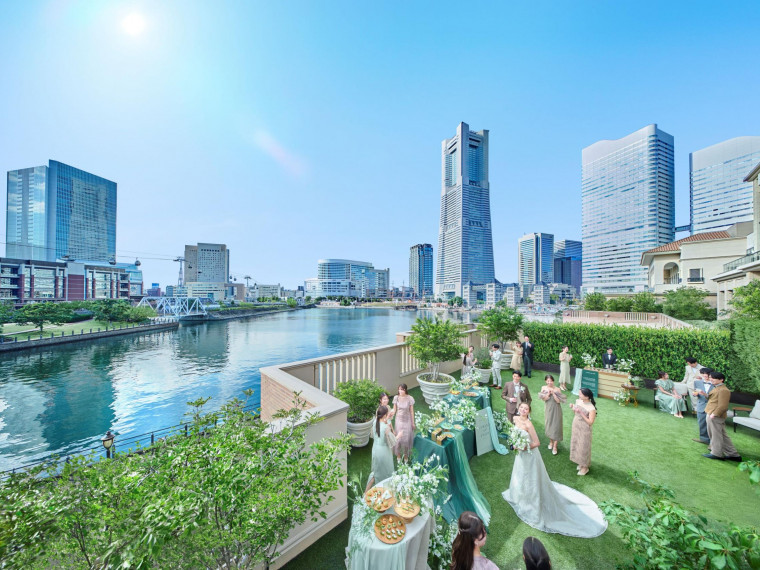 【みなとみらい唯一】海を眺めながらのガーデンウエディング