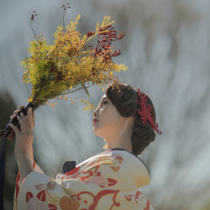 色打掛と併せて髪型・小物・ブーケにまでこだわったコーディネート。|HATSUNEYA GARDEN ～since1868 Kawagoe～（ハツネヤ ガーデン）の写真(19020874)