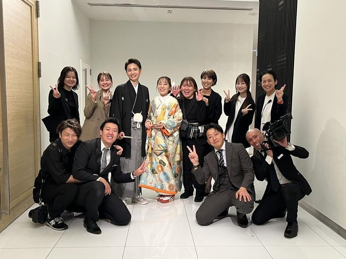 プランナー・キャプテン・司会者・美容・カメラマン・音響・映像、結婚式に携わったスタッフと。