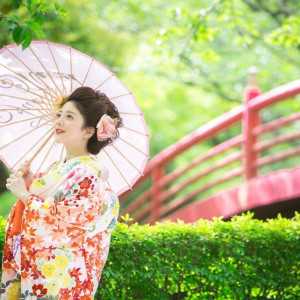 和装での一枚✨着物の華やかさ×新緑＝とびきりの一枚！の完成です
♡グランシア須賀川♡|グランシア須賀川の写真(1010779)