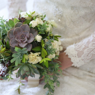 一味違ったこんなブーケはいかがですか？流行りの多肉植物で作るブーケはナチュラルな雰囲気だけどちゃんと華やかさも♡グランシア須賀川♡