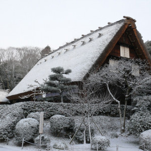 東山植物園内には合掌造りがあり、そこでの前撮りは一生の思い出になります。|ガーデンテラス 東山の写真(441355)