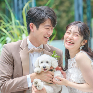 アンジェラは大切なペットとの結婚式もOK！リングドッグなどの演出でゲストもほっこり。大切な家族の一員である愛犬・愛猫と一緒に、結婚式の思い出を残しましょう！|アンジェラフォンティーヌの写真(43679840)