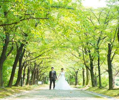 新緑の季節。前撮りでは数多くの緑豊かなスポットをご紹介しております♪