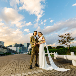 結婚式当日には写真撮影もたくさん楽しんで！海を背景に、たくさん写真を残して！
 【みなとみらい sea＆terrace ～DANZERO～】|みなとみらい sea＆terrace ～DANZERO～の写真(55484113)
