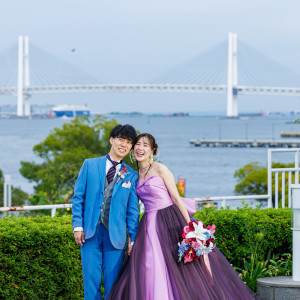 結婚式当日には写真撮影もたくさん楽しんで！海を背景に、たくさん写真を残して！
 【みなとみらい sea＆terrace ～DANZERO～】|みなとみらい sea＆terrace ～DANZERO～の写真(55483546)