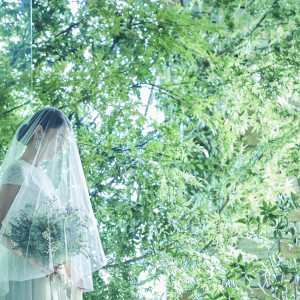 チャペルの祭壇の奥の美しい緑|インスタイルウェディング京都 (InStyle wedding KYOTO)の写真(8766664)