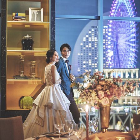 夕景・夜景でさらにロマンティックなパーティ空間。|ノートルダム横浜みなとみらい/FIVESTAR WEDDINGの写真(13266504)