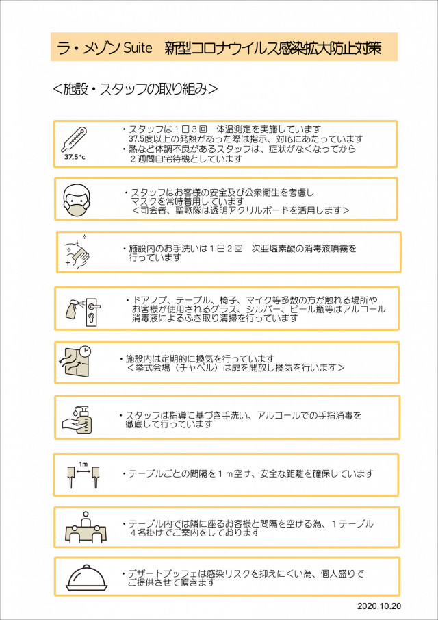 新型コロナウイルス対策 ラ メゾン Suite りんくう ウエディングパーク