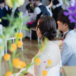 会場の装花アレンジやブーケはもちろん、小物やクロスのセレクトに至るまで、おふたりの式のスタイルに合わせたトータルコーディネートをご提案|The 33 Sense of Wedding(ザ・サーティースリー・センス・オブ・ウエディング)の写真(46082449)