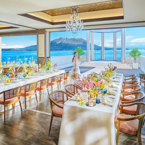 【桜島と海！鹿児島1位】大聖堂×10種のアントレ＆黒毛和牛コース試食！