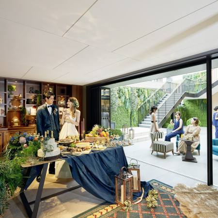 全天候型デザートビュッフェルームを使ってオシャレにデザートを満喫！！天候の良い日はガーデンと繋げてガーデンパーティも！！