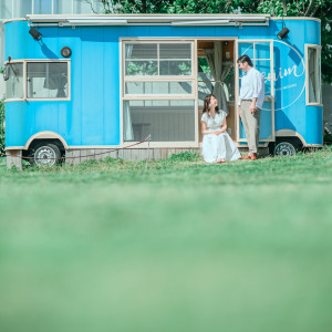 フォトスポットなどいろいろな用途に利用できるウエディングワゴン|葛西臨海公園ウエディング Denim-デニム-の写真(40907431)