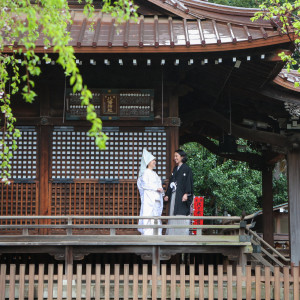 緑豊かなロケーション。日本古来の正統和装結婚式を挙げれば、ゲストにもお二人にも思い出深い1日に。|代々木八幡宮（アントワープブライダル）の写真(31768717)