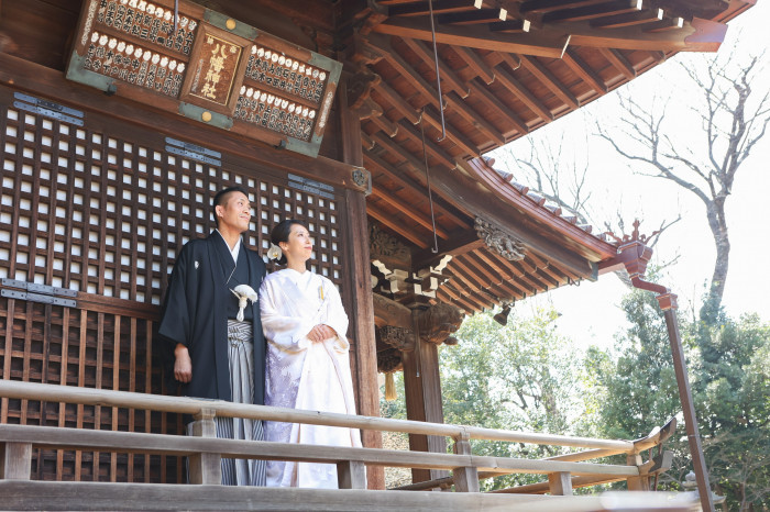 二人挙式から少人数結婚式ができる800年の歴史ある神社での結婚式が叶う。