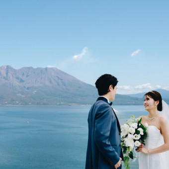 壮大な桜島と錦江湾を背景に写真撮影も可能