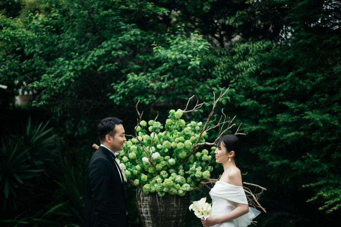 鎌倉山にある苔丸さんによる壺生装花は職人技です。