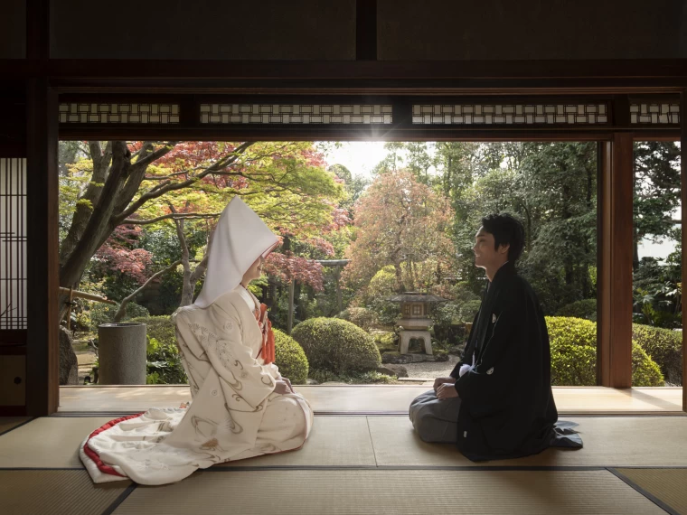 緑豊かな日本庭園でのガーデンウェディング