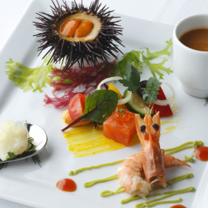 レストランメニューでも大人気！伝統料理の「雲丹のフラン」が結婚式でゲストへ振る舞えるのが嬉しい|Fish Bank TOKYO（フィッシュバンクトーキョー）の写真(17596583)