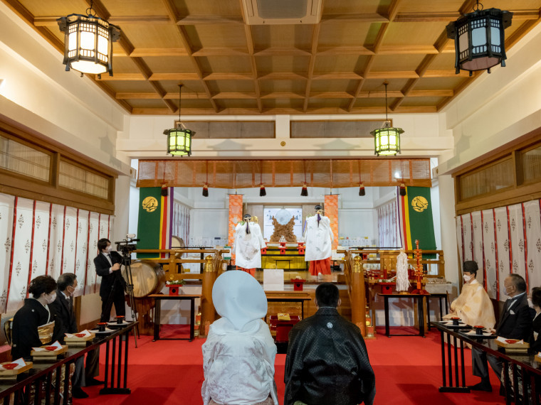 厳かな雰囲気での神前式も可能