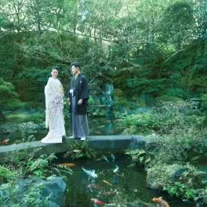 館内庭園で大人気和装前撮り